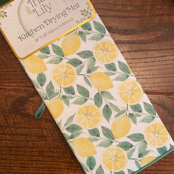 Farmhouse Lemons & Leaves Dish Drying Mat, Lemons, Lemon Slices Dish Drying Mat - Picture 3 of 11